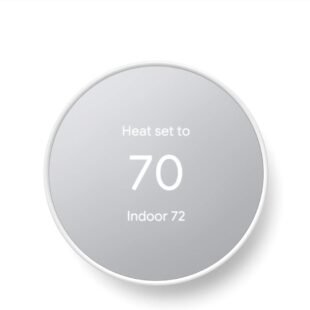 Smart thermostat set to 70 degrees Fahrenheit.