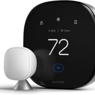Smart thermostat and sensor with digital display.
