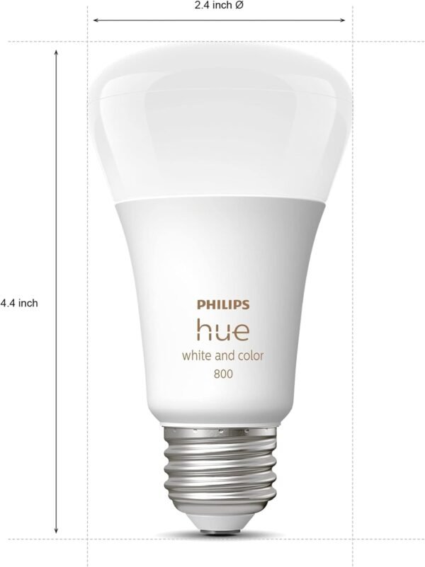 Philips Hue Smart 60W A19 LED Bulb - White and Color Ambiance Color-Changing Light - 2 Pack - 800LM - E26 - Indoor - Control with Hue App - Works with Alexa, Google Assistant and Apple Homekit - Image 6