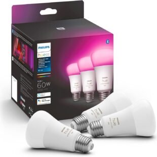 Philips Hue smart bulbs with color changing feature.