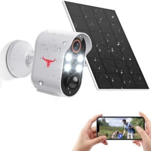 Wireless solar security camera with smartphone control.
