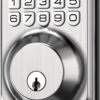 Keypad deadbolt lock with numbers and keyhole