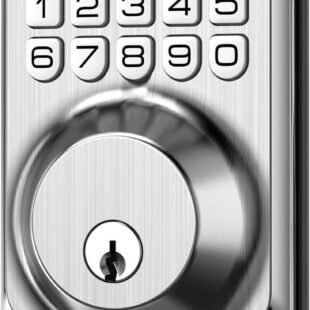 Keypad deadbolt lock with numbers and keyhole