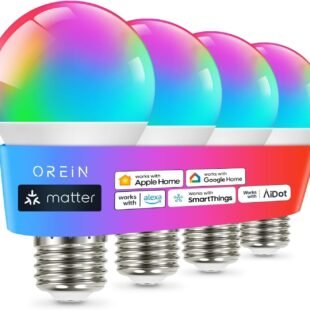 Smart LED bulbs compatible with Apple, Google, Alexa.