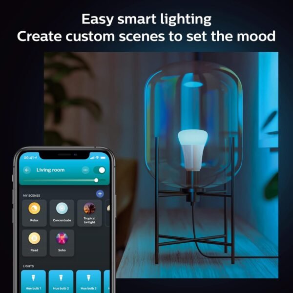 Philips Hue Smart 60W A19 LED Bulb - White and Color Ambiance Color-Changing Light - 2 Pack - 800LM - E26 - Indoor - Control with Hue App - Works with Alexa, Google Assistant and Apple Homekit - Image 5
