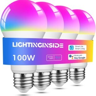 Smart LED bulbs compatible with Alexa and Google Assistant.