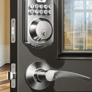 Electronic keypad door lock with handle