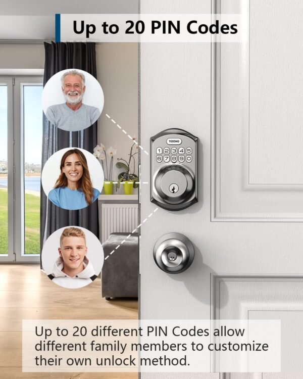 Electronic door lock with multiple PIN codes.