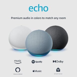 Echo speakers with voice assistant and streaming support.