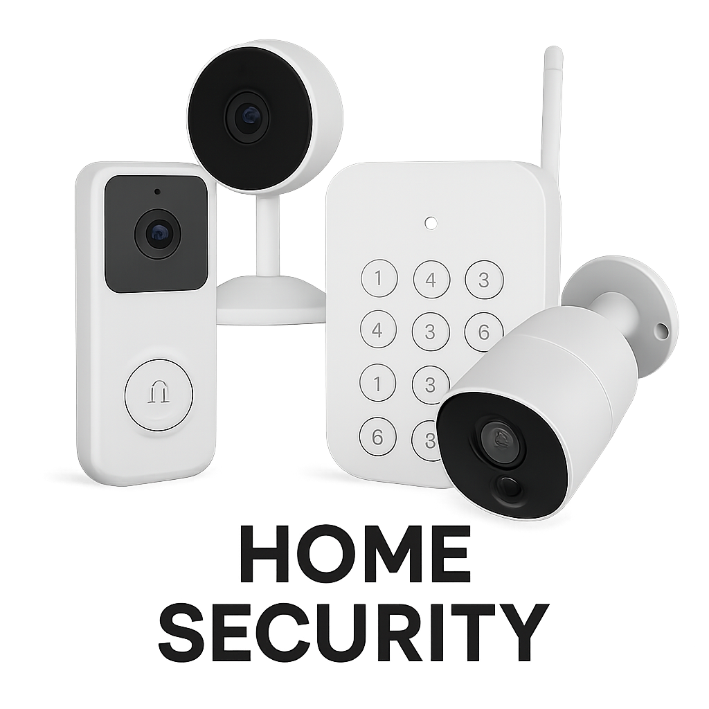 Home security system devices showcase.