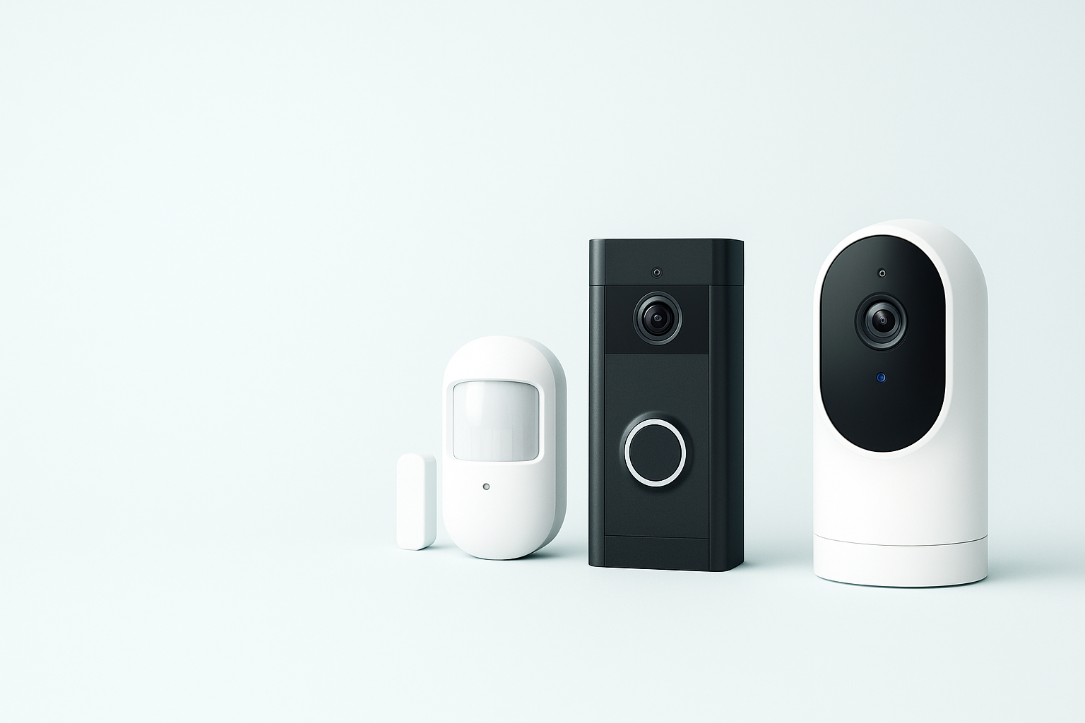Smart home security cameras and sensors collection.