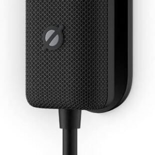 Black smart home device with control buttons