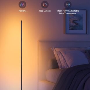 Slim lamp with adjustable brightness beside bed