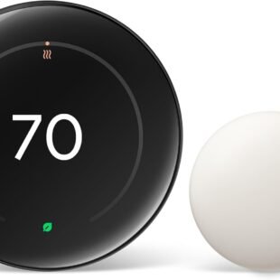 Smart thermostat set to 70 degrees with sensor.