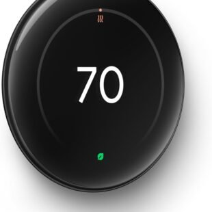 Smart thermostat displaying 70 degrees Fahrenheit.