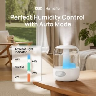 Smart humidifier with auto mode and light indicator.