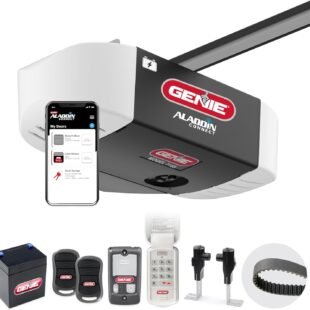 Smart garage door opener system with accessories.