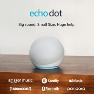 Echo Dot smart speaker with music streaming apps.