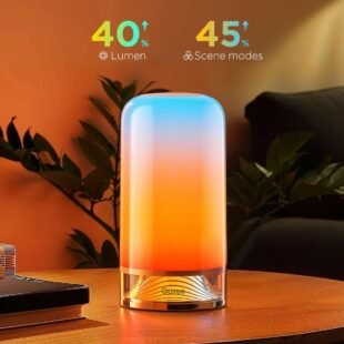 Illuminated smart lamp with upgraded design on table.
