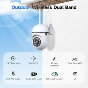 Outdoor wireless dual band camera with smart features.