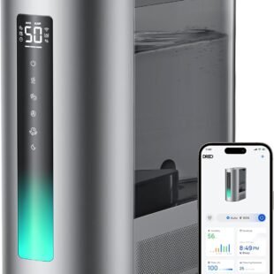 Smart humidifier with app control and display.