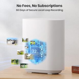 Home security system with 32GB local loop recording.